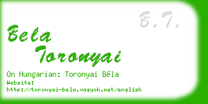 bela toronyai business card