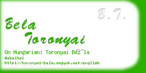 bela toronyai business card